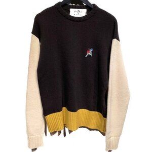 Marni X Bruno Bozzetto Brown Wool Colourblock Embroidered Sweater